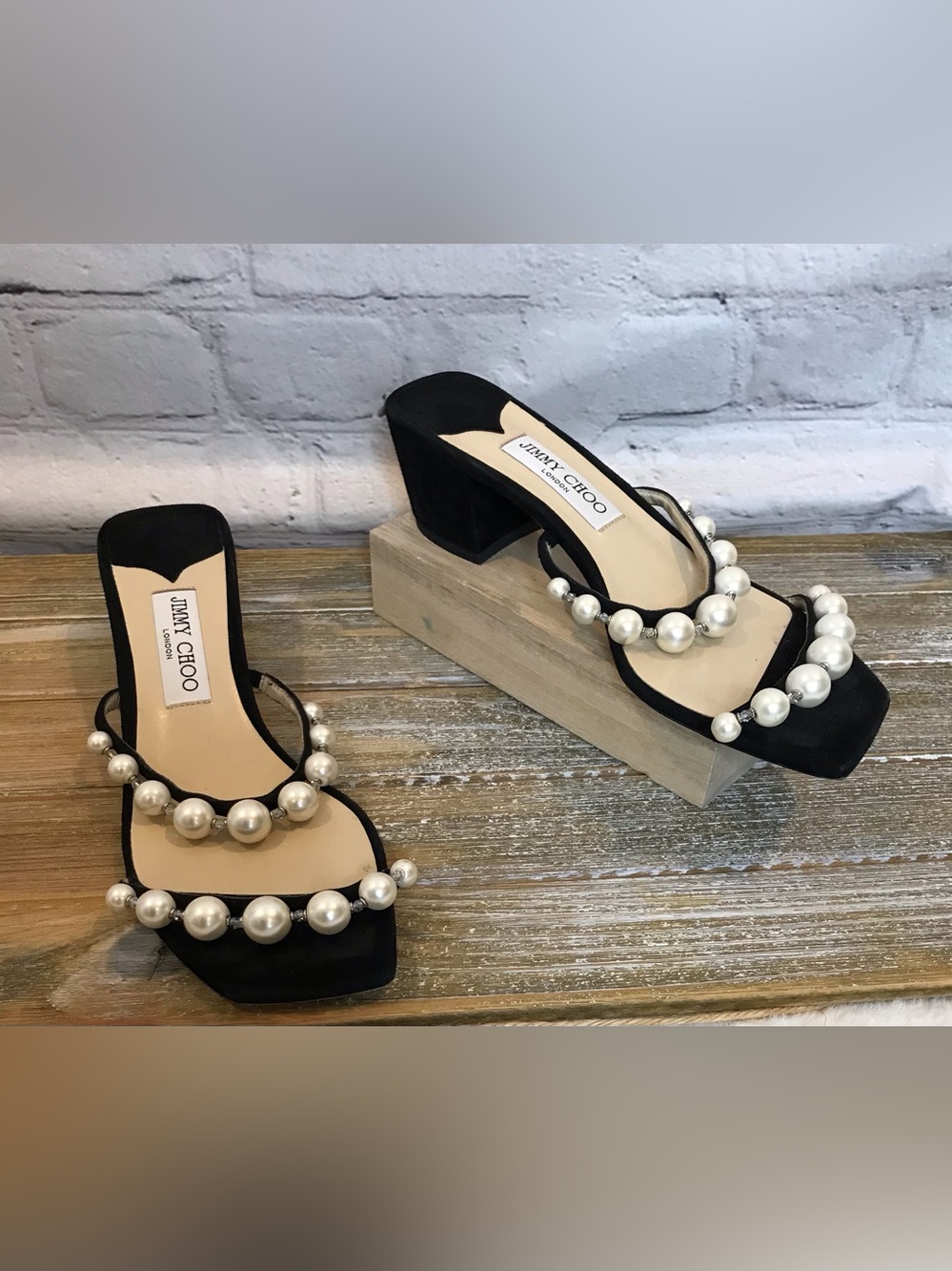 Jimmy Choo Amara Embellished Pearl Sandals size 39